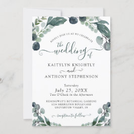 Convites Casamento de Watercolor Eucalyptus Greenery