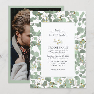 Convites Casamento de Watercolor Eucalyptus Greenery Blosso