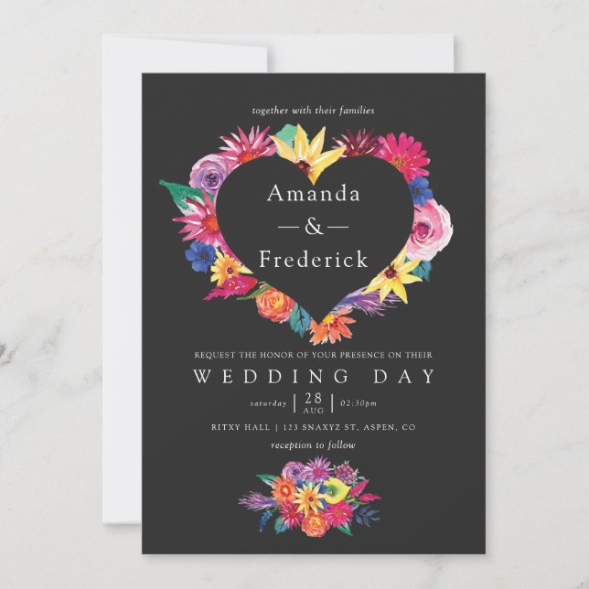 Convites Casamento de Watercolor Floral Fiesta (Frente)