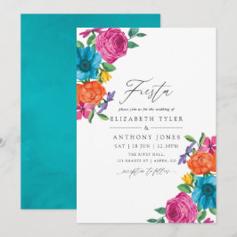 Convites Casamento de Watercolor Floral Fiesta