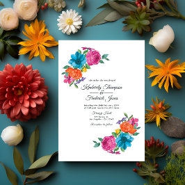 Convites Casamento de Watercolor Floral Fiesta
