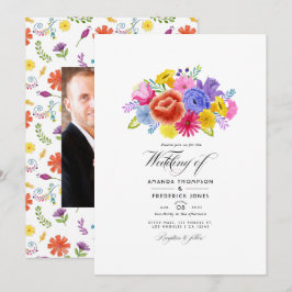 Convites Casamento de Watercolor Floral Fiesta