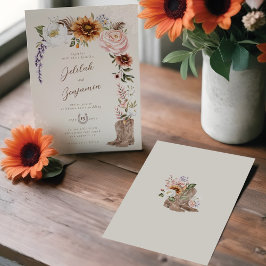 Convites Casamento de Watercolor Florals Western Cowboy Boo
