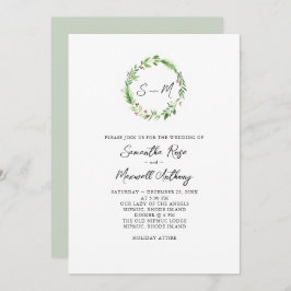 Convites Casamento de Watercolor Greenery Wreath