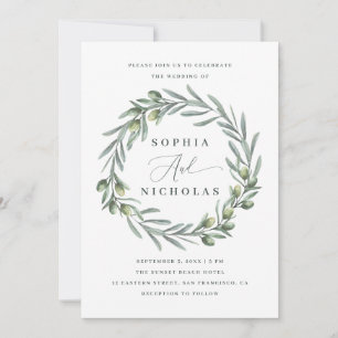 Convites Casamento de Watercolor Olive Italiana - Código de