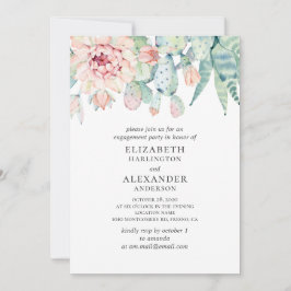 Convites Casamento de Watercolor suculenta. Noivado Cactus