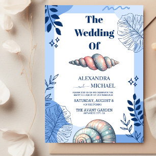 Convites Casamento de Watercolor Tropical Beach Seashells