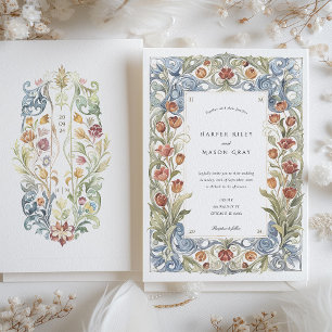 Convites Casamento de Watercolor Tulip Art Nouveau