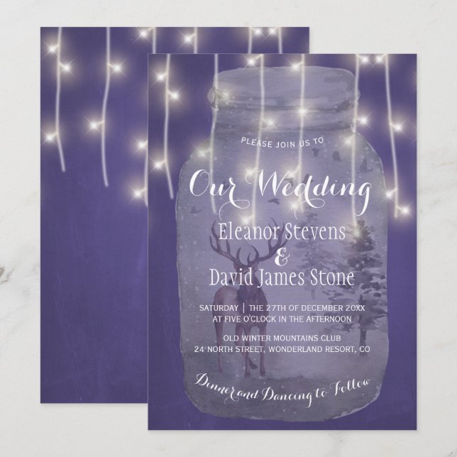 Convites Casamento de Wonderland Rustic Mason Jar Lights (Frente/Verso)