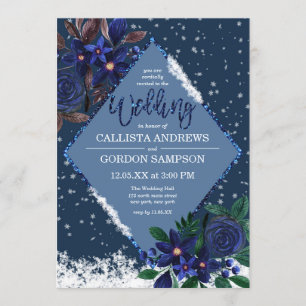 Convites Casamento de Wonderland Snowy Floral Watercolor