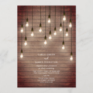 Convites Casamento de Wood Lightbulbs Vintage