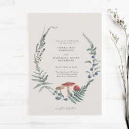 Convites Casamento de Woodland Fern Forest Red Mushroom