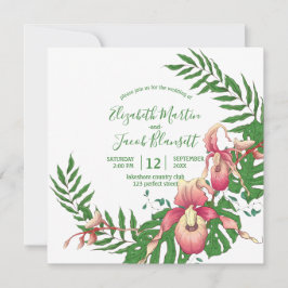 Convites Casamento de Wreath da Orquídea de Senhora Rosa e 