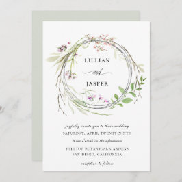 Convites Casamento de Wreath de Hoop Wildflower Elegante