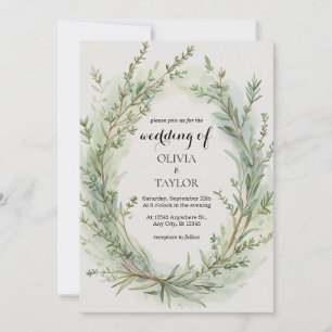 Convites Casamento de Wreath de Thyme Rosemary Sprig