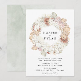 Convites Casamento de Wreath Floral com Aquarelas Tropicais