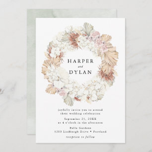 Convites Casamento de Wreath Floral com Aquarelas Tropicais