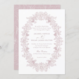 Convites Casamento de Wreath Floral da Elegante Mauve Blush