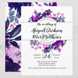 Convites Casamento de Wreath Floral Violet Watercolor Encan