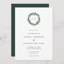 Casamento de Wreath Monograma de inverno Minimalis