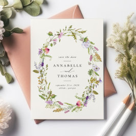 Convites Casamento de Wreath no Jardim de Flores Selvagem S