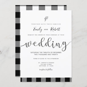 Convites Casamento de Xadrez de Búfalos Pretos de Natal