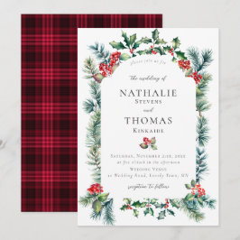 Convites Casamento de Xadrez de pinheiro de Berry Botânico 