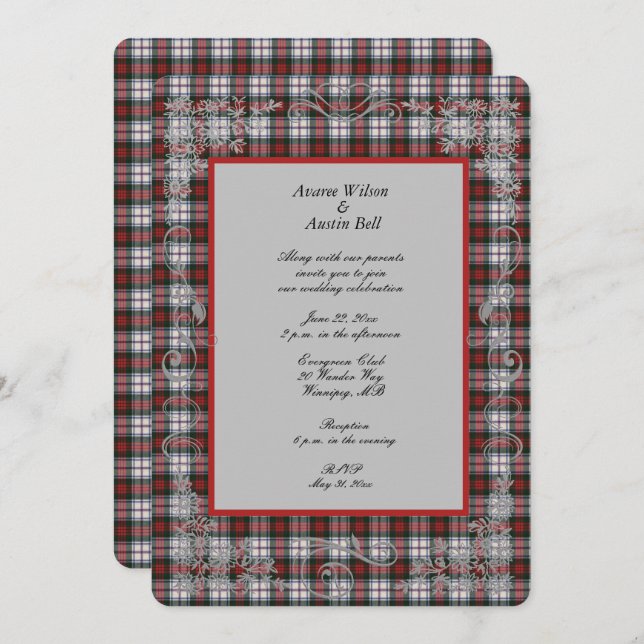 Convites Casamento de Xadrez MacDuff Tartan (Frente/Verso)