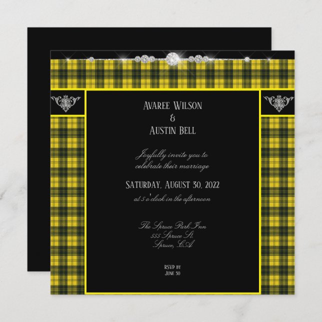 Convites Casamento de Xadrez MacLachlan Tartan (Frente/Verso)