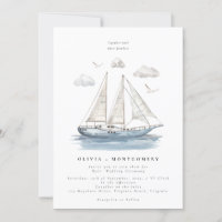 Casamento de Yacht de Navegação por Aquarela Moder