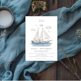 Convites Casamento de Yacht de Navegação por Aquarela Moder