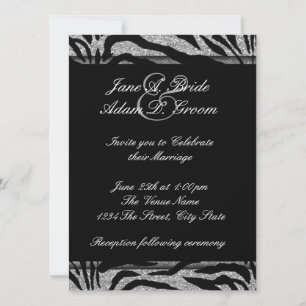 Convites Casamento de Zebra Preto e Branco Elegante