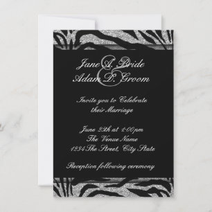 Convites Casamento de Zebra Preto e Branco Elegante