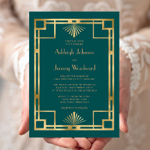 Casamento Deco de Geo Vintage, Dourado Teal