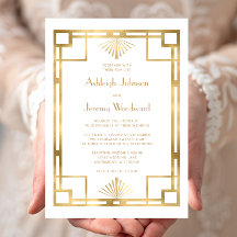 Casamento Deco do Elegante White Gold Geo Vintage 