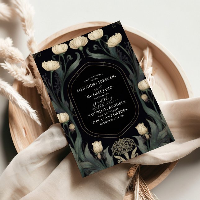 Convites Casamento Decorativo de Arte Floral Europeia Nouve (Criador carregado)