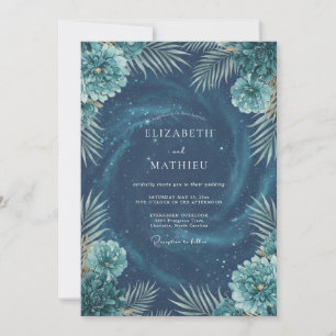 Convites Casamento Deep Aqua Còsmico Eucalipto