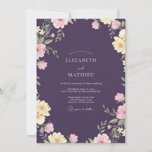 Convites Casamento Deep Plum Peony