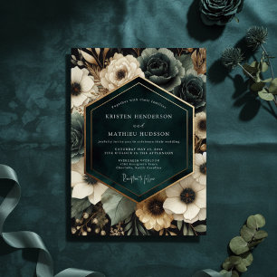 Convites Casamento Deep Teal Moody Bloom