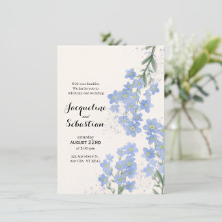Convites Casamento Delicado Azul Esqueça-Me-Não