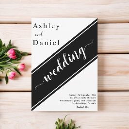 Convites Casamento Delicado Branco E Preto Moderno Elegante