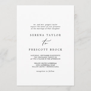 Convites Casamento Delicado de Caligrafia Negra