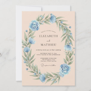 Convites Casamento Delicado de Primavera Azul Centáurea