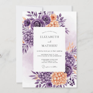Convites Casamento Delicado de Primavera com Pêssego Roxo