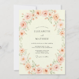 Convites Casamento Delicado de Verão com Pêssego