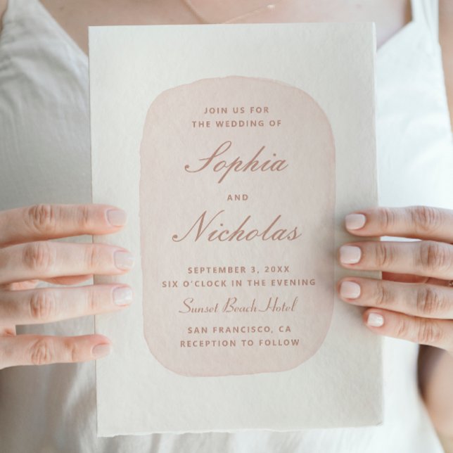 Convites Casamento delicado em rosa pastel aguado (Criador carregado)