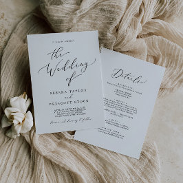 Convites Casamento Delicado Preto Caligrafia Tudo Em Um