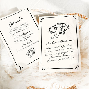 Convites Casamento Desenhado à Mão Caprichoso
