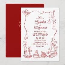 Casamento Desenhado à Mão Caprichoso e Divertido