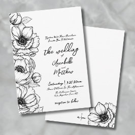 Convites Casamento Desenhado à Mão com Flores
